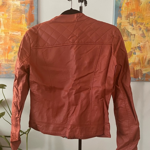 Miss Posh Orange Faux Leather Moto Jacket - Picture 2 of 2